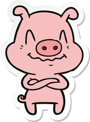 Obraz na płótnie Canvas sticker of a nervous cartoon pig