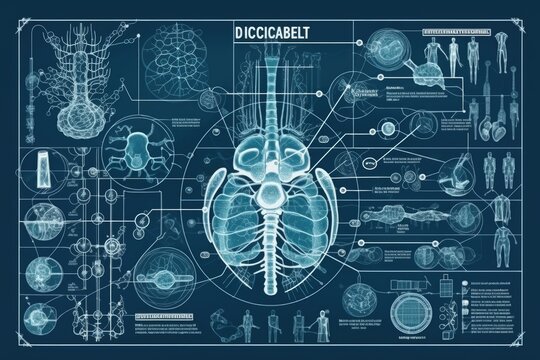 the anatomy of the human body with labeled organs and systems. Generative AI