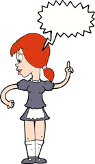 cartoon waitress calling order with speech bubble