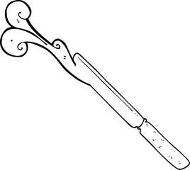 black and white cartoon butter knife