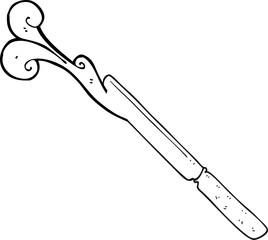 black and white cartoon butter knife
