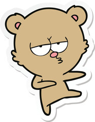 sticker of a bored bear cartoon dancing
