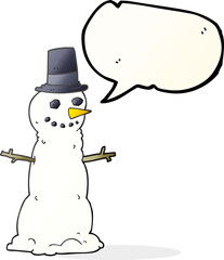 speech bubble cartoon snowman in top hat