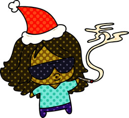 christmas cartoon of kawaii girl