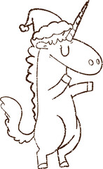 Festive Unicorn Charcoal Drawing