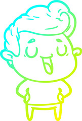 cold gradient line drawing happy cartoon man