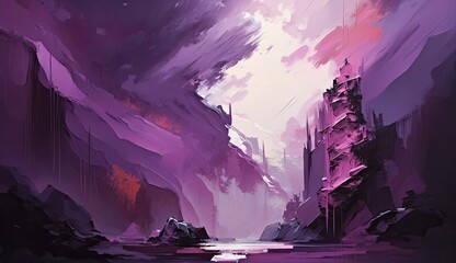 Background using oil painting techniques in shades of violet and pink. Use negative space and bold brush strokes to create a sense of movement and energy - Generative AI