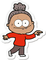 Fototapeta premium sticker of a cartoon happy old woman