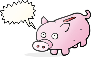 speech bubble cartoon piggy bank