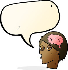 cartoon man thinking carefully with speech bubble