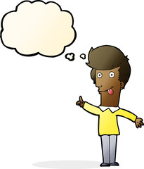 cartoon funny man with idea with thought bubble