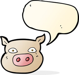 cartoon pig face with speech bubble
