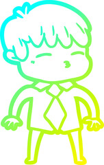 cold gradient line drawing cartoon curious boy