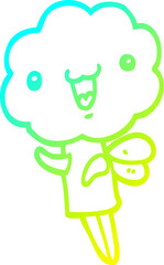 cold gradient line drawing cute cartoon cloud head creature