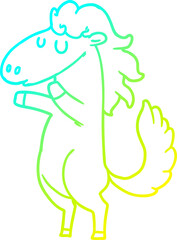 cold gradient line drawing cartoon horse