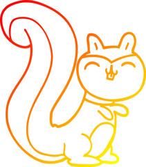 warm gradient line drawing cartoon happy squirrel