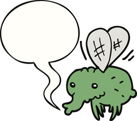 cartoon fly and speech bubble