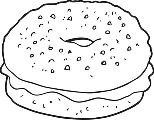 black and white cartoon bagel