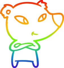 rainbow gradient line drawing cute cartoon bear