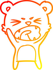 warm gradient line drawing angry cartoon bear shouting