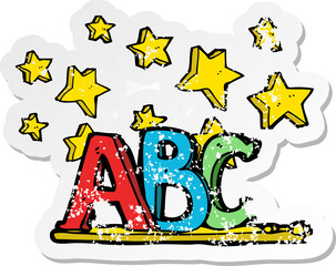 retro distressed sticker of a ABC cartoon