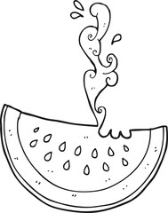 black and white cartoon melon slice