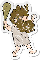 distressed sticker of a cartoon cave man