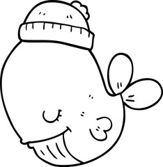 cartoon whale wearing hat