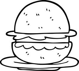 black and white cartoon burger