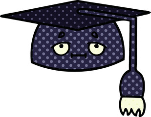 comic book style cartoon graduation hat