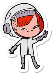sticker of a cartoon astronaut woman