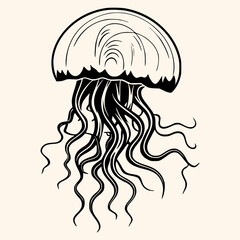 Jellyfish vector for logo or icon, drawing Elegant minimalist style,abstract style Illustration	