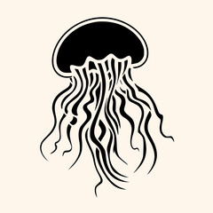 Fototapeta na wymiar Jellyfish vector for logo or icon, drawing Elegant minimalist style,abstract style Illustration 
