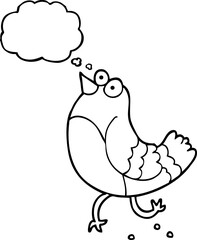 thought bubble cartoon bird