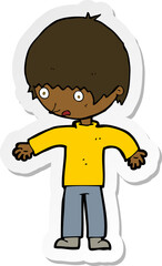 sticker of a cartoon confused boy