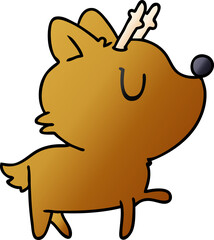 gradient cartoon of  kawaii cute deer
