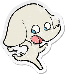 distressed sticker of a cute cartoon elephant