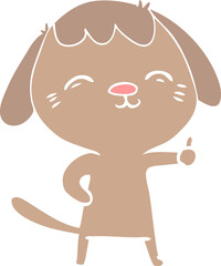 happy flat color style cartoon dog giving thumbs up sign
