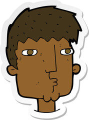 sticker of a cartoon curious man