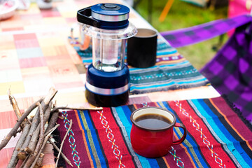 キャンプ場でコーヒー