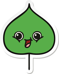 sticker of a cute cartoon expressional leaf