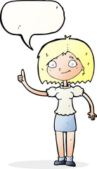cartoon woman with idea with speech bubble