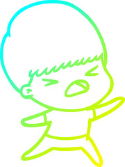 cold gradient line drawing cartoon stressed man