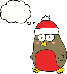 thought bubble cartoon christmas robin