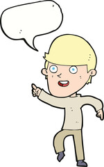 cartoon happy man with speech bubble