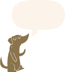 cartoon dog and speech bubble in retro style