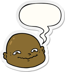 cartoon bald man and speech bubble sticker