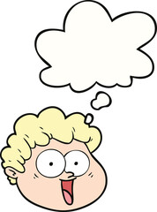 cartoon male face and thought bubble