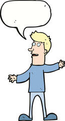 cartoon surprised man with speech bubble