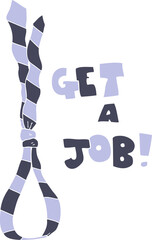flat color illustration of a cartoon get a job tie noose symbol